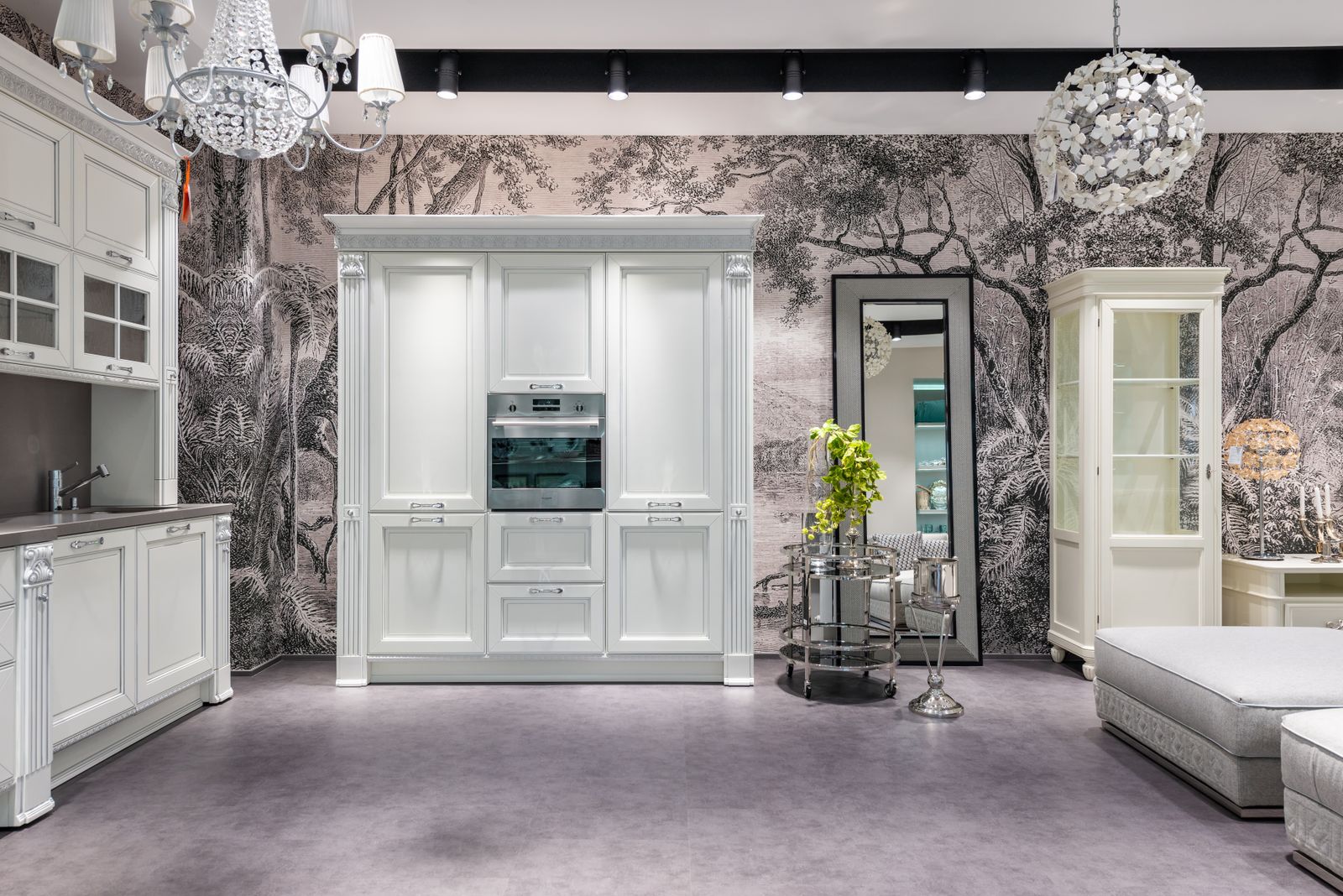 Book-matched marble feature kitchen