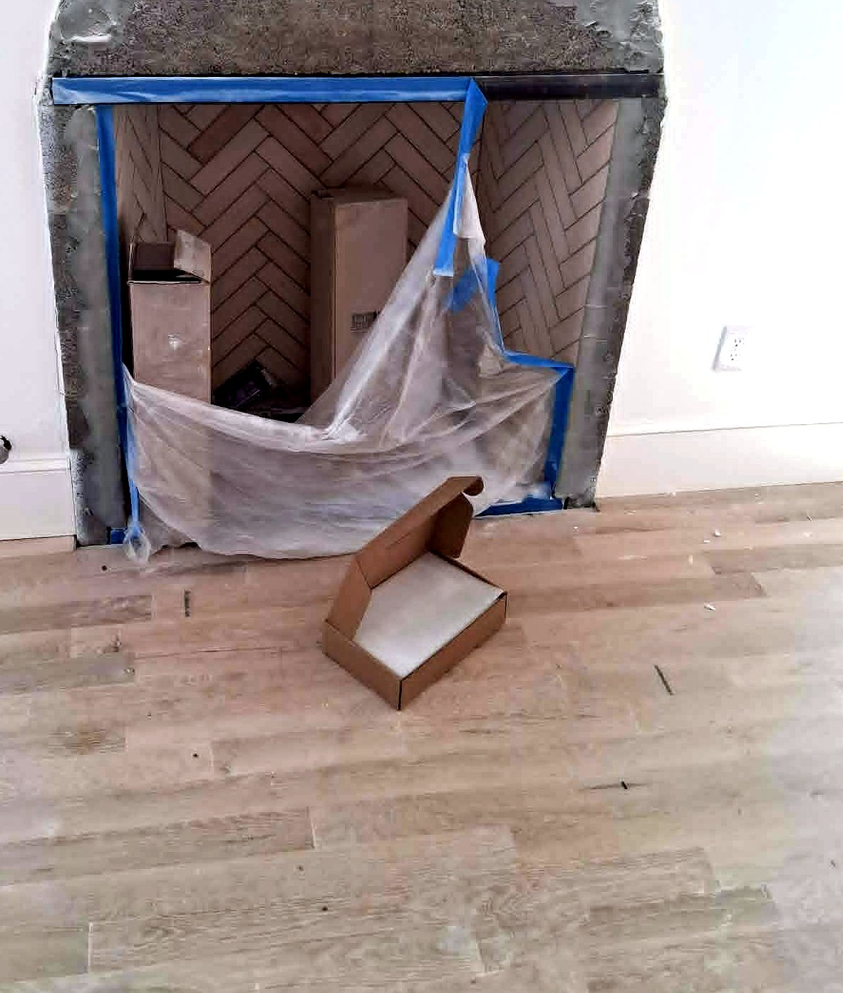 Marble fireplace surround in progress