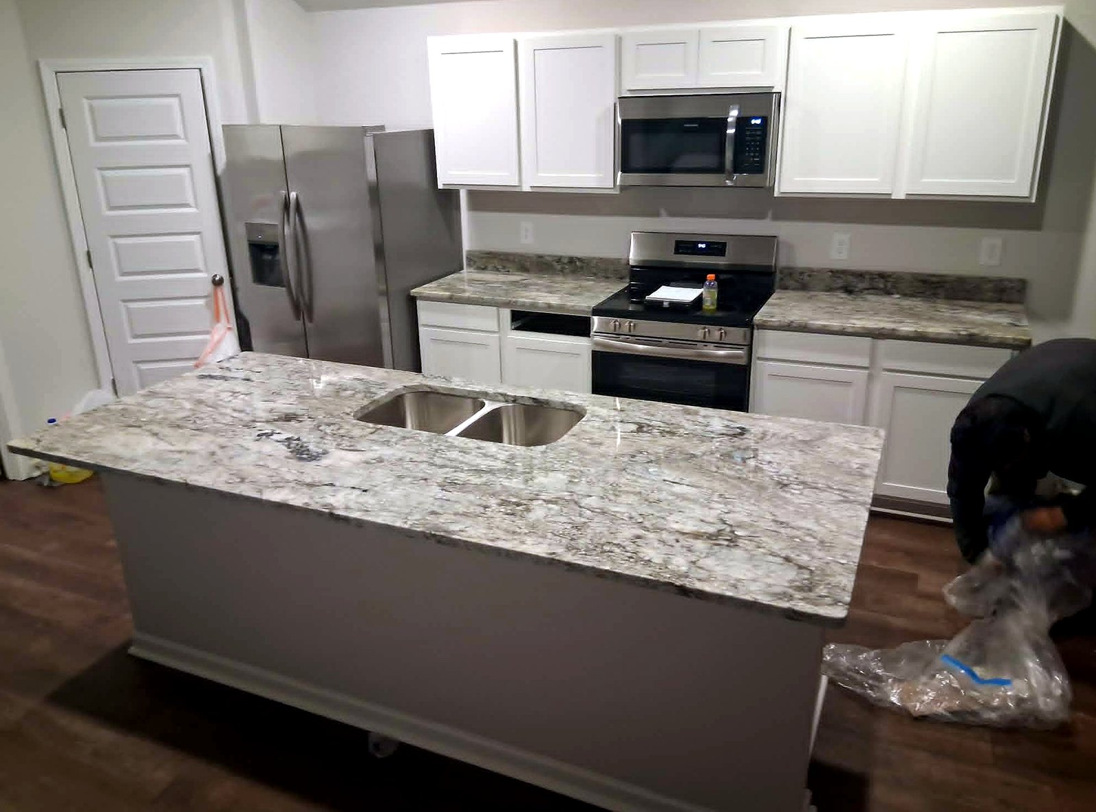 Granite kitchen island with sink