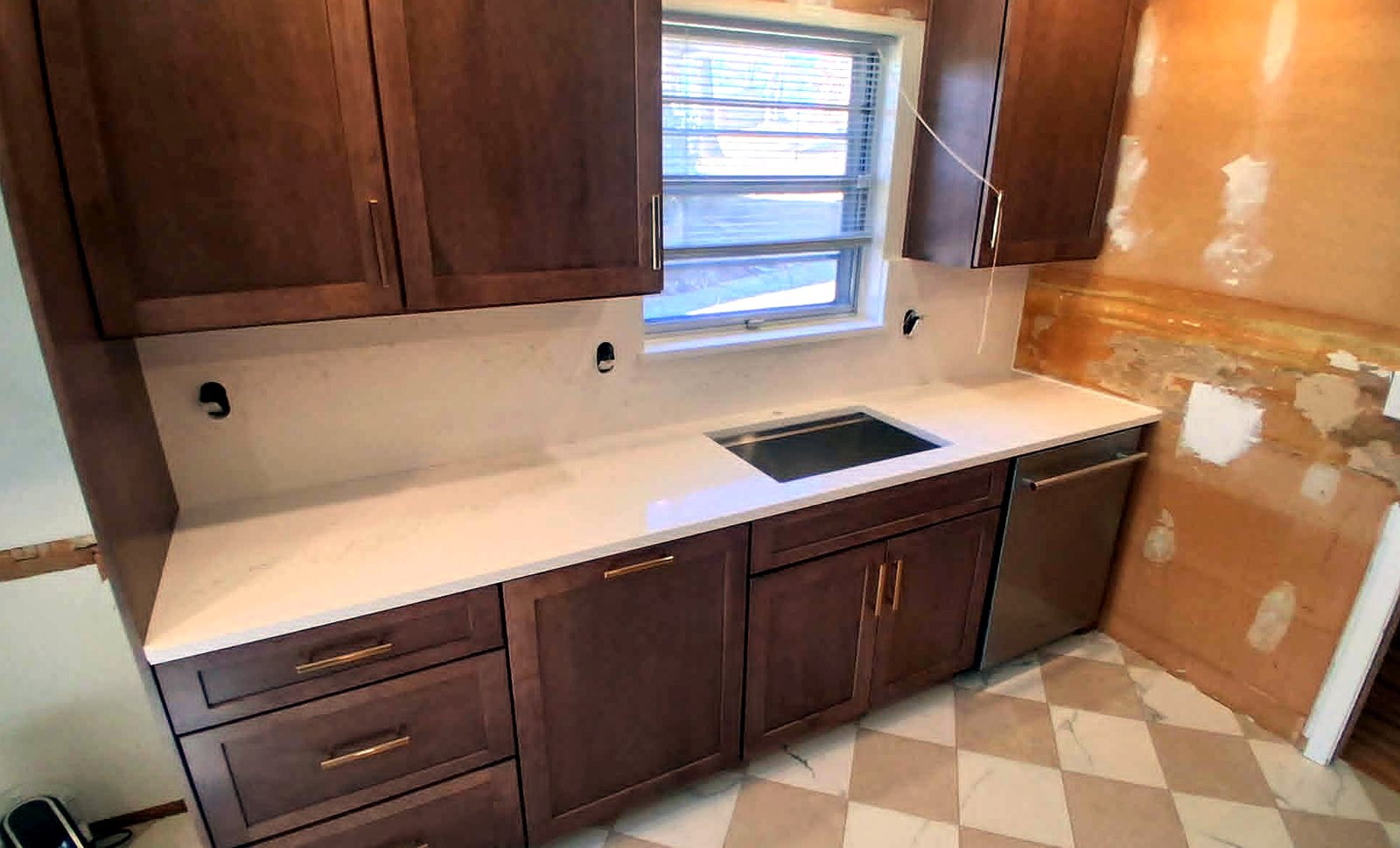 Kitchen countertop install in progress